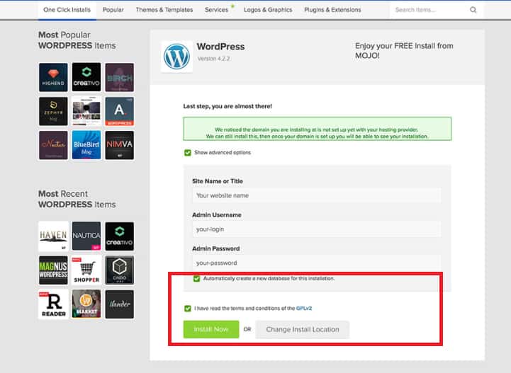 How To Install WordPress Step 4